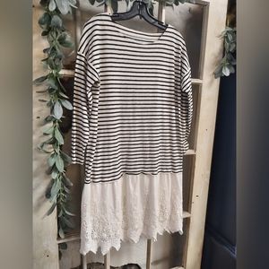 Soft Surroundings Nautical Navy Striped Dress Large